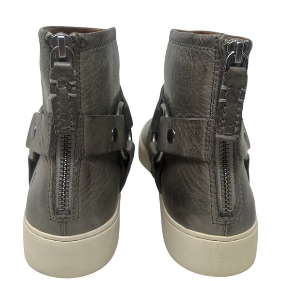 Frye Lena Harness Grey Distressed Leather Platform Bootie 8.5 Equestrian Comfort - Picture 6 of 13
